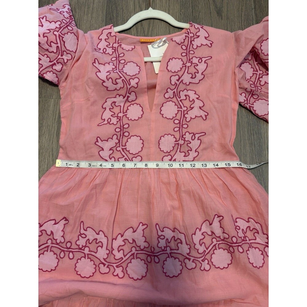 NWT OLIPHANT Pink Appliqué Floral Flirty Tangier V-Neck Tuckernuck Maxi Dress XS - Picture 8 of 13